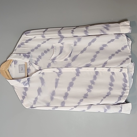 Rails Rocsi Cloud Tie Dye Stripe button down Top collar Flowy shirt Size Medium - Picture 1 of 8